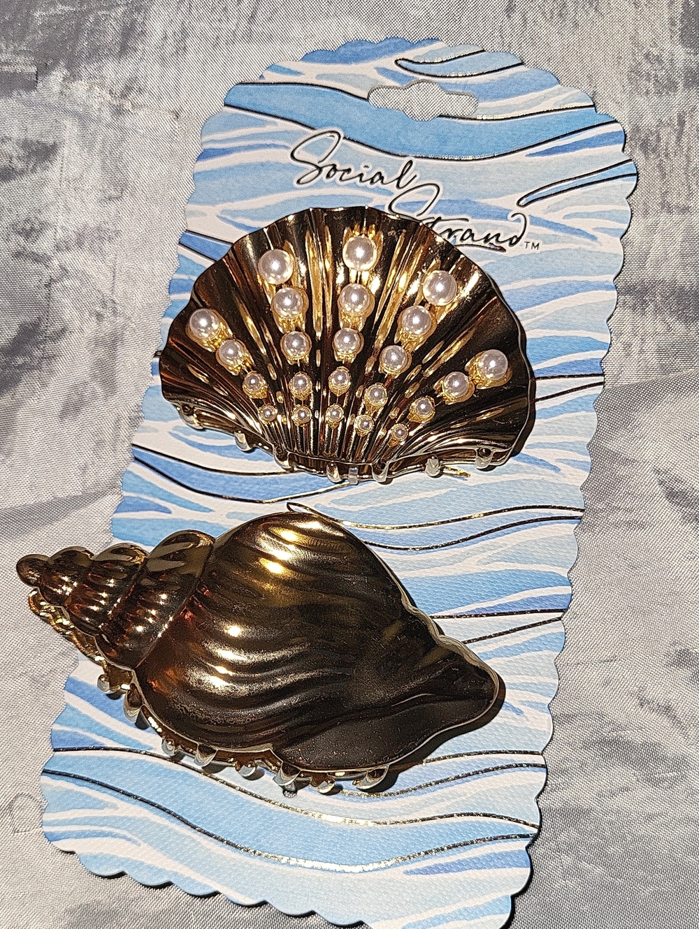 Gold Seashell Hair Clip Set with Pearls Shell Li
